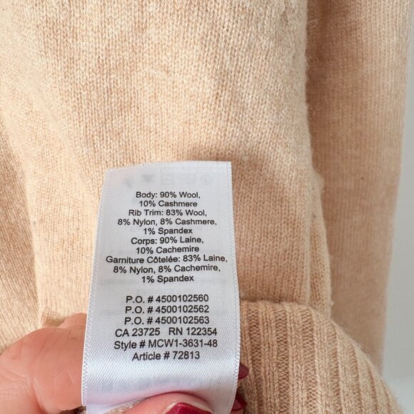 Aritzia Babaton Wool Cashmere Perry Turtleneck Sweater Beige Nude Size Small - Picture 8 of 8